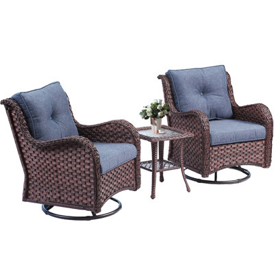 Motofumi Wicker 2 - Person Outdoor Seating Group with Cushions