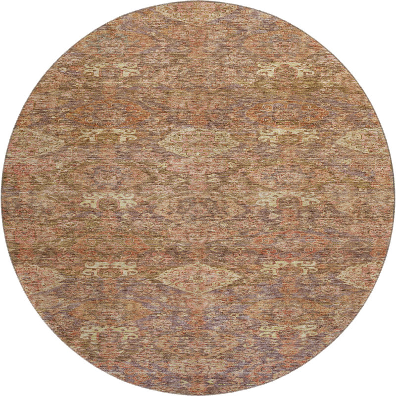Premium Machine Washable Jamestown AMF1084 Damask Rug, Round 8'