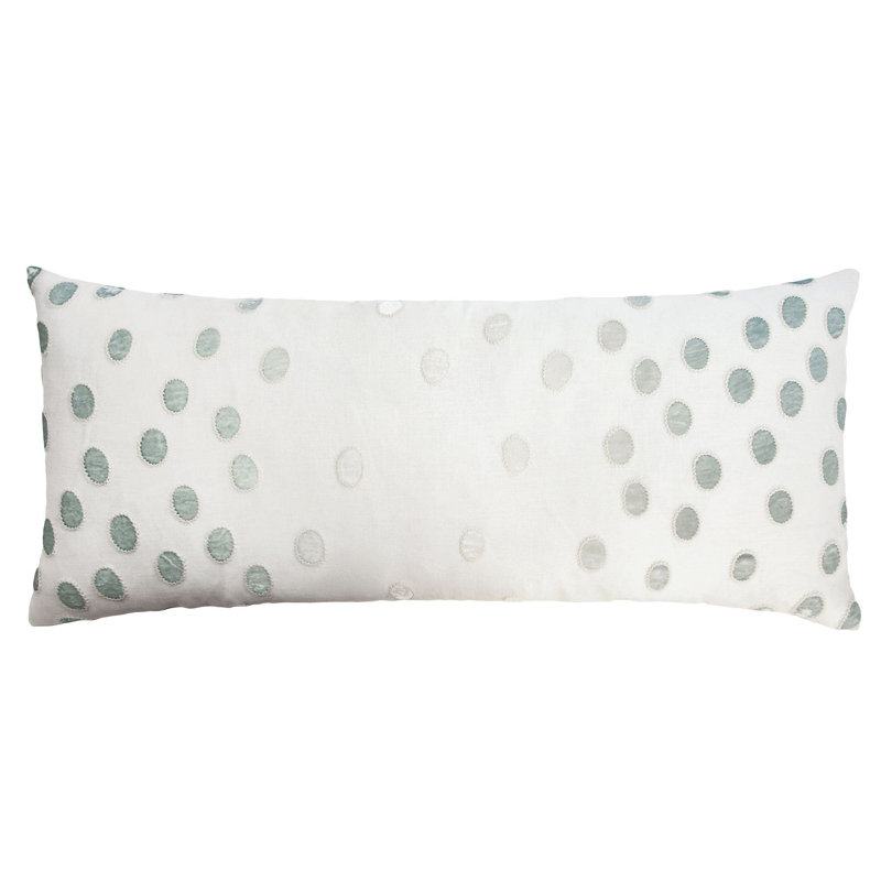 Ovals Polka Dots Throw Pillow, Sage/White, 16" H x 36" W