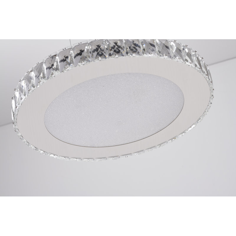 Lustre à DEL Miyashiro avec détails en cristal transparent, H 64,25 po x l 17 po x P 17 po