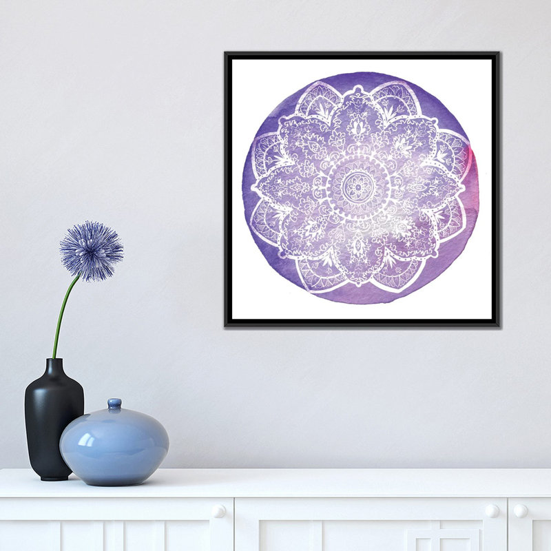 « plum primrose », reproduction sur toile, H 18 po x l 18 po x P 1,5 po, Pas de tapis, Toile avec cadre noir