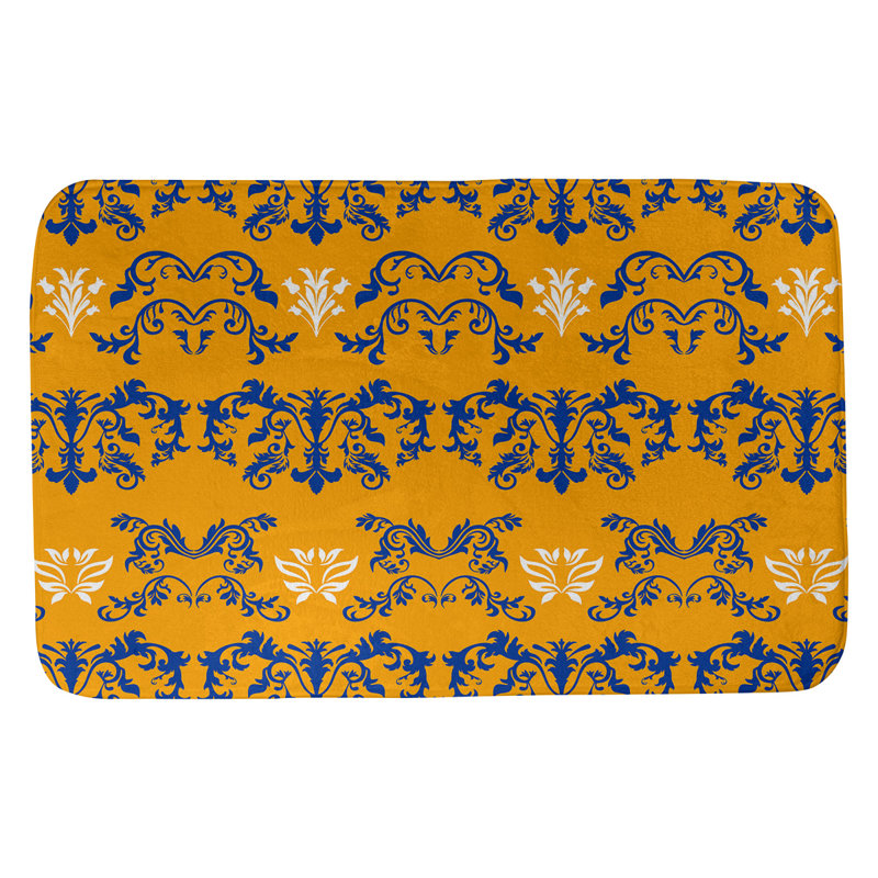 Tapis de salle de bain LA Football, l 17 po x L 24 po, Bleu / Or / Blanc