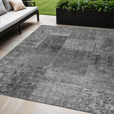 Tapis d'extérieur lavable gris anthracite 5 pi x 8 pi