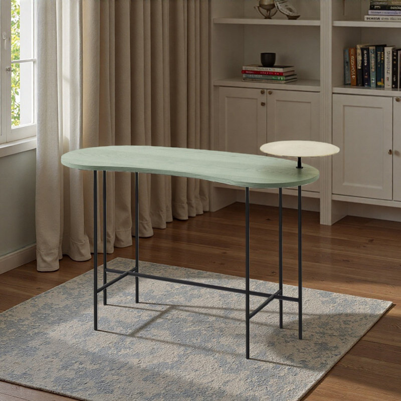 Bureau d'écriture simple et créatif, H 29,52 po x l 47,24 po x P 20,86 po, Vert/doré