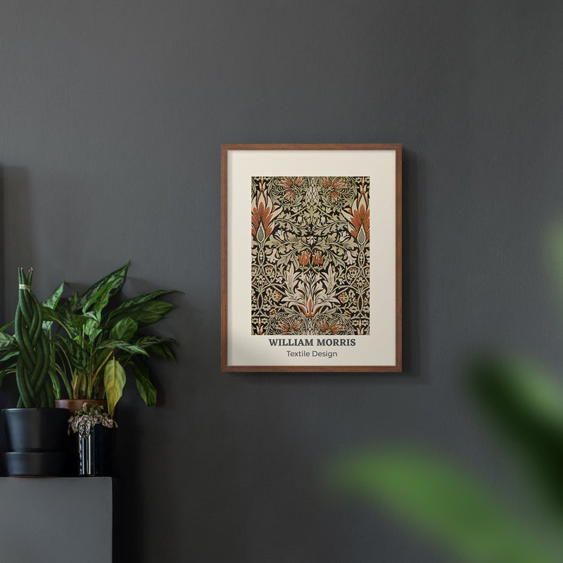 William Morris, reproduction encadrée CXI, H 14 po x l 11 po, Naturel