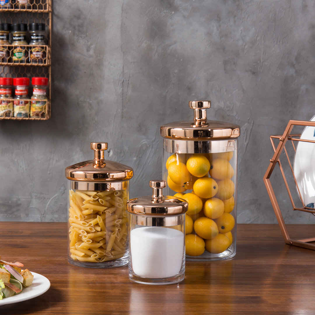 Kitchen Canisters Glass Jar - Set of 3 Everly Quinn