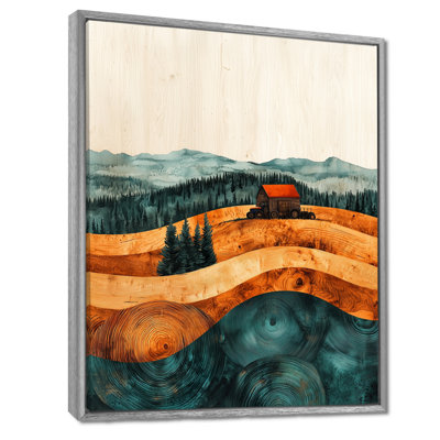 Godewyn Winter Barn with Tractor Landscape on A Top Of The Valley - Art mural de ferme