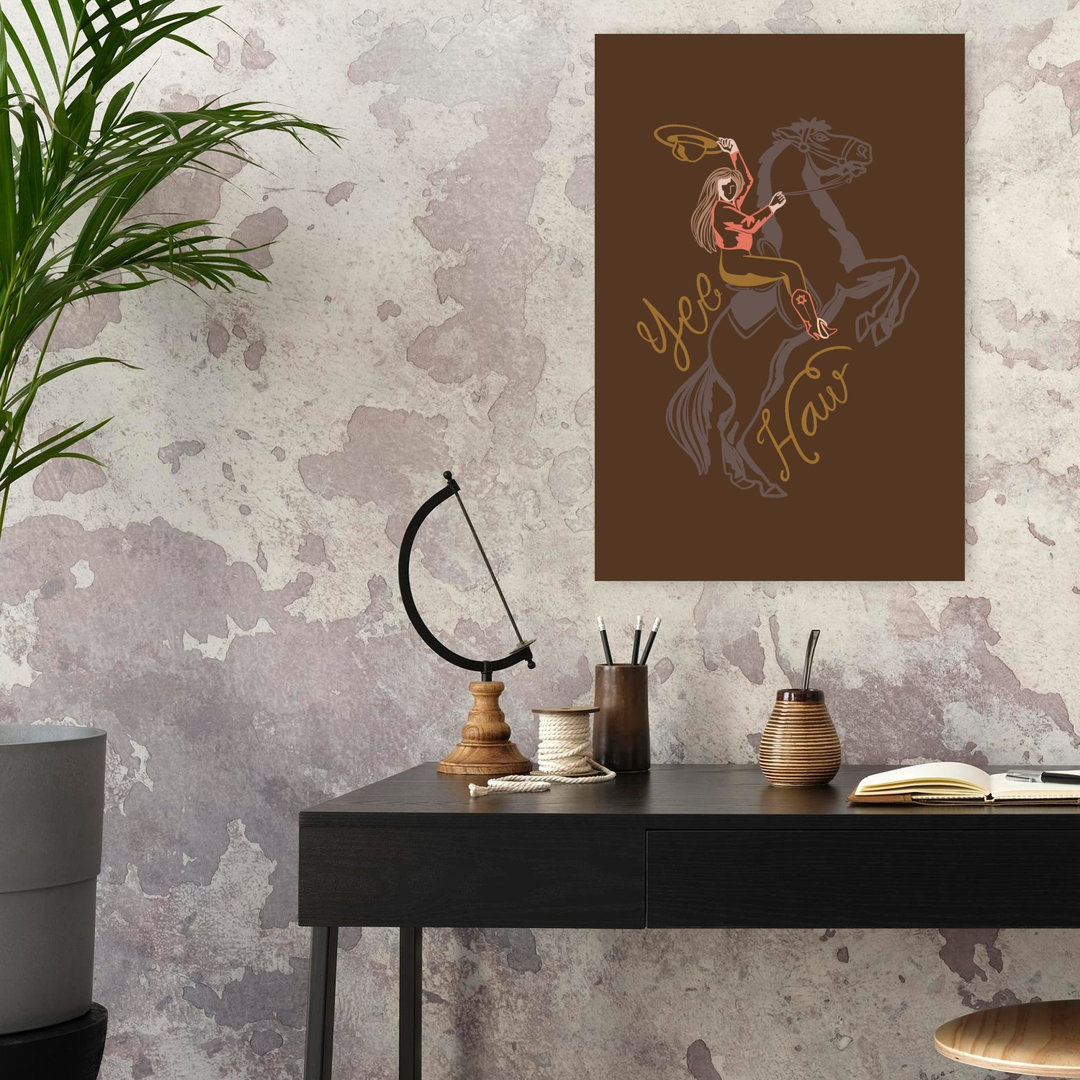 Yee Haw Cowgirl Spirit Rustic Vintage Horse Wall Art Print