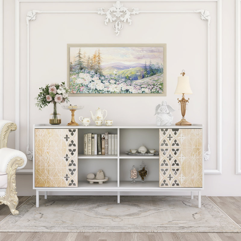 Cabine de style Mid-Century blanc avec porte unie évidée