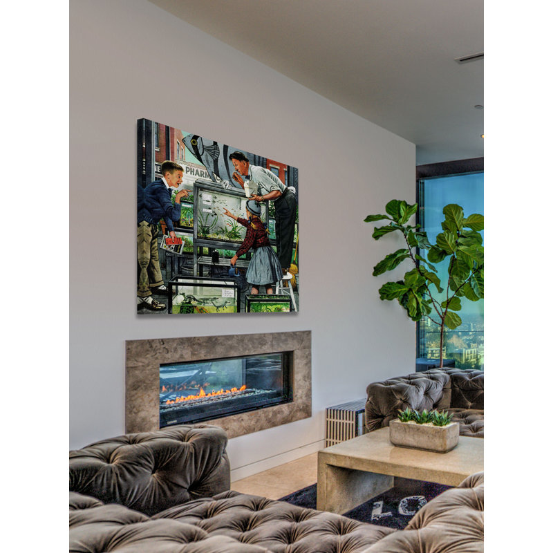 « fish aquarium » par stevan dohanos, reproduction d’art sur toile tendue, H 48 po x l 48 po