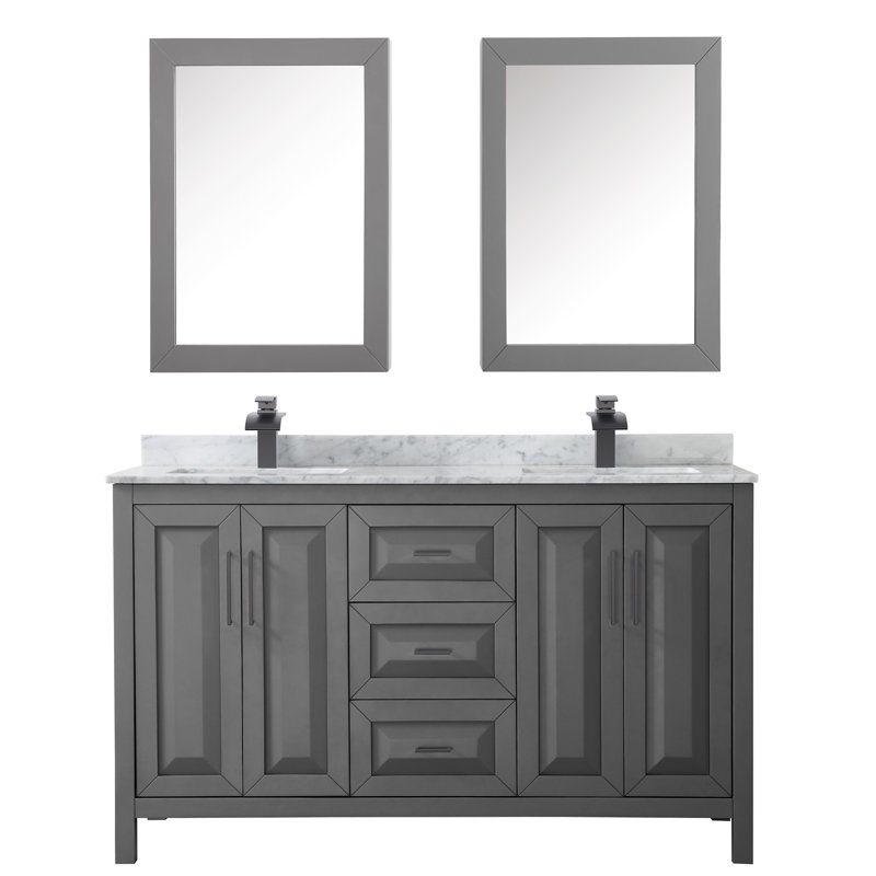 Daria 60'' W Double Vanity, Dark Gray, Matte Black