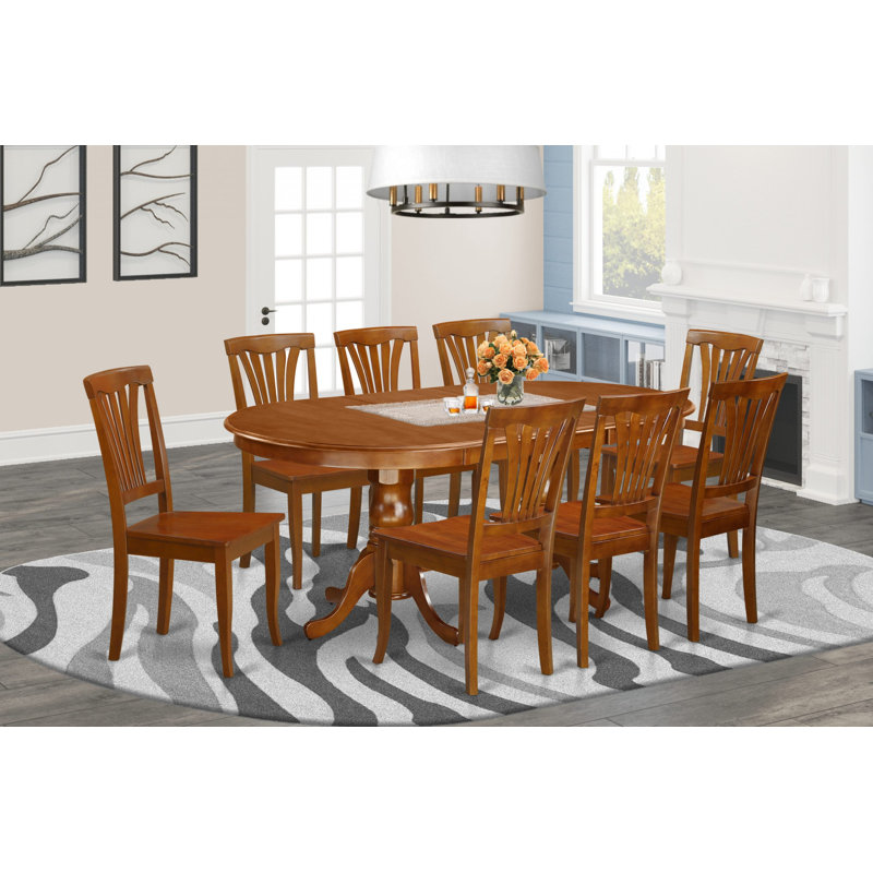 L'ensemble de table de cuisine 5 pièces pour 4 personnes comprend une table de salle à manger ovale avec rallonge papillon et 4 chaises de salle à manger, brun selle