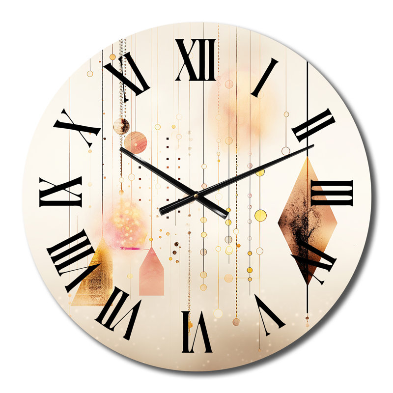 Horloge murale rétro géométrique or rose, Moyenne