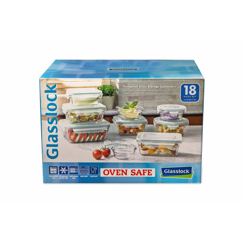 Glass Food Storage - Set of 9 Containers and 9 Lids