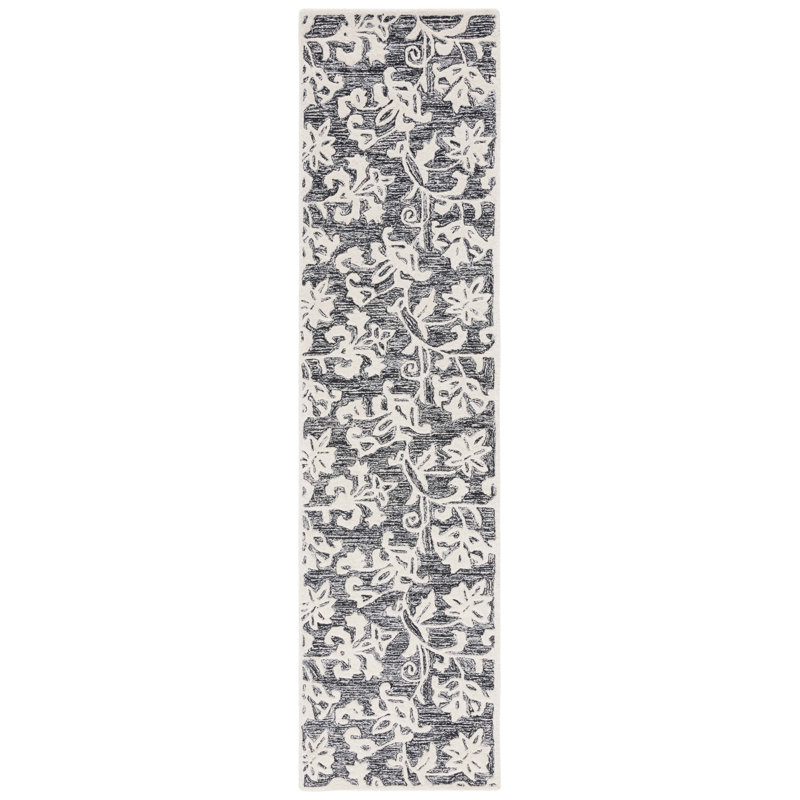 Metro Hand Tufted Wool And Cotton With Latex Floral Rug, Runner 2'3" x 9'