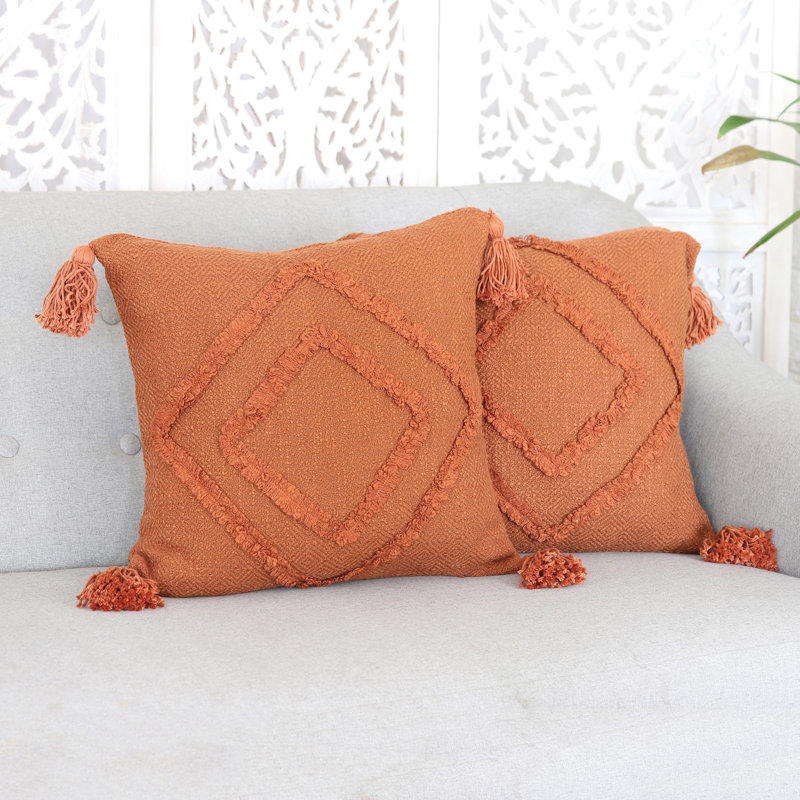  Housses de coussin en coton et diamants faits à la main (paire)