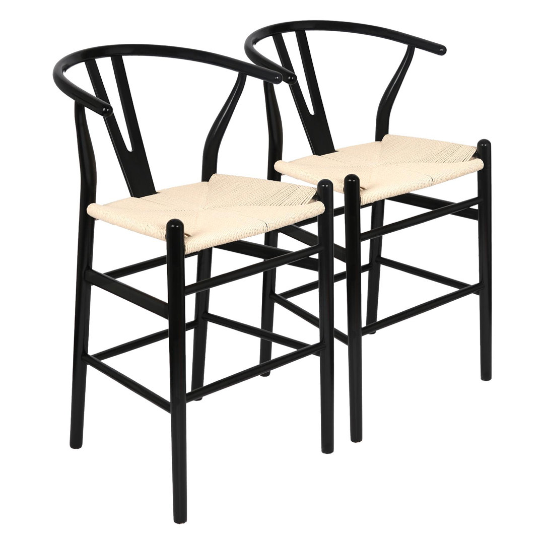 Nicholas Winter - Wooden Scandi Danish Style Bar Stools - Natural - Set of 2