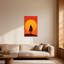 «Landscape & Nature Silhouette Cowboy Horse Sunset», reproduction d'art sur fond orange-1130544705