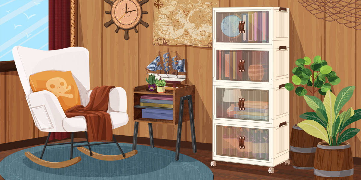 4 Tier Stackable Foldable Storage Bins with Lid and Wheels (Set of 4)