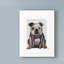 «English Bulldog with Scarf on Text», reproduction d'impression sur toile tendue-33421688