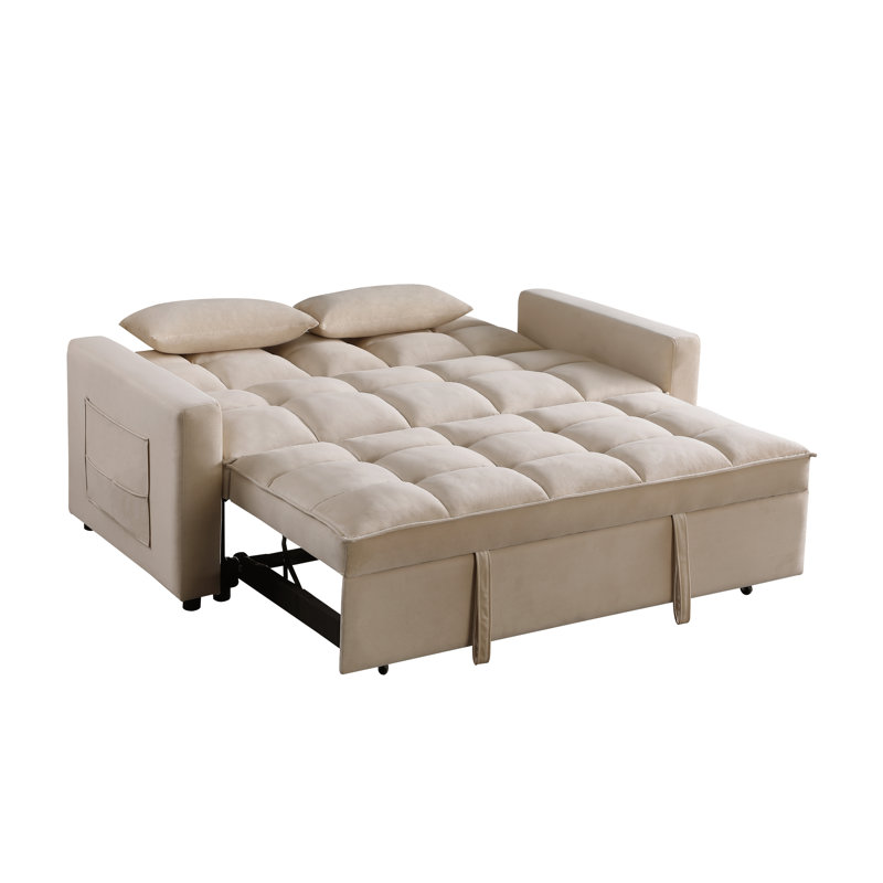 66.25'' Velvet Sofa, Beige