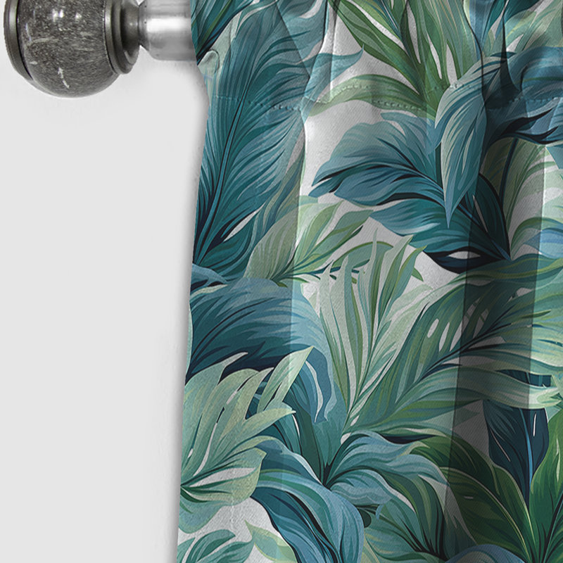 Azure Breeze Tropical Pattern - Floral Curtain - Blackout Floral Curtain - 1 Panels, 52" W x 95" L