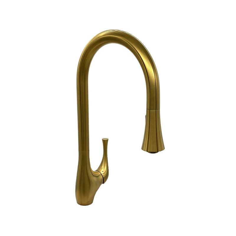 Lulani Yasawa Pull Down Single Handle Kitchen Faucet, Brushed Gold