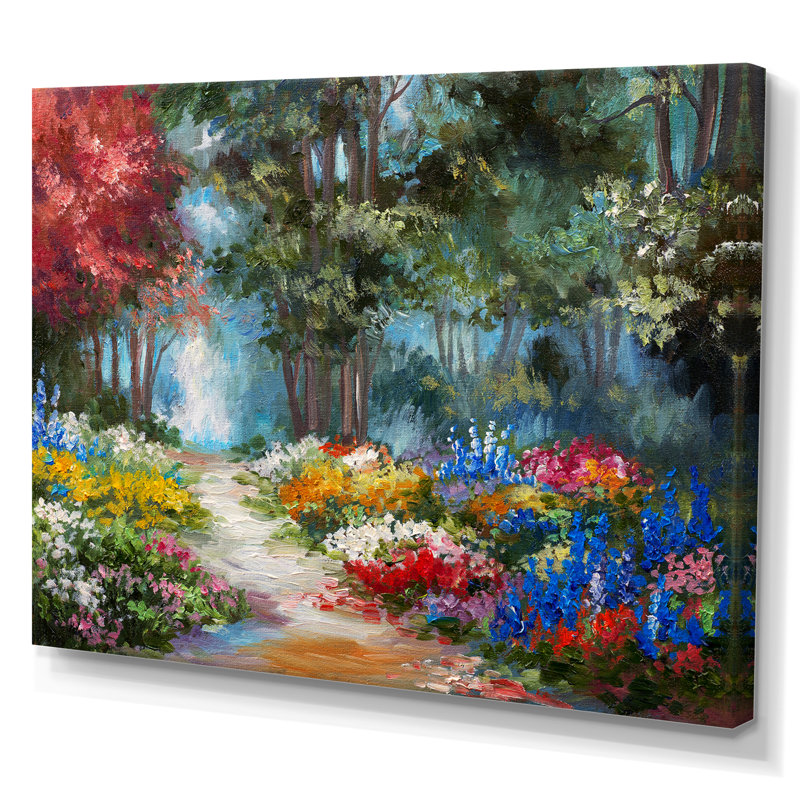 «Summer Path in Forest Landscape II», reproduction d'art sur toile, H 30 po x l 40 po x P 1,5 po, Toile tendue