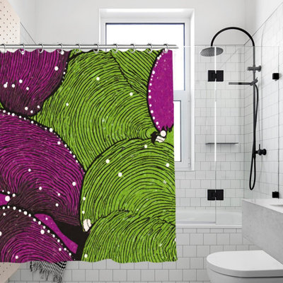 Multicolore, rideaux de douche abstraits à motif floral vert et mauve, 72 x 72 po