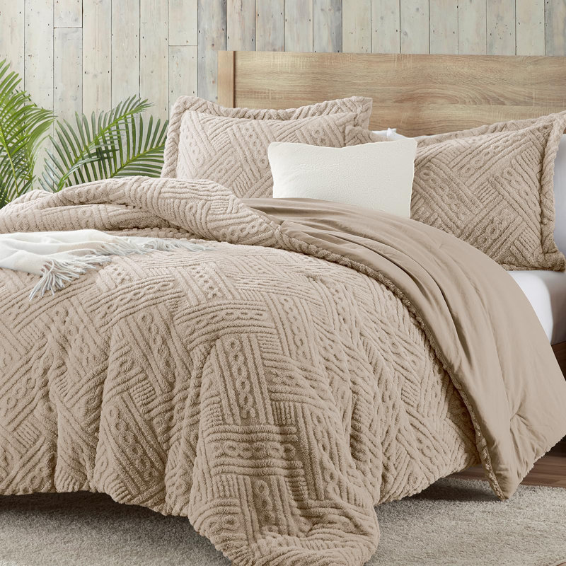 Ensemble d'édredon Fluffy, ensemble d'édredon chaud pour l'hiver, Gris, Édredon pour très grand lit + 2 taies décorativ
