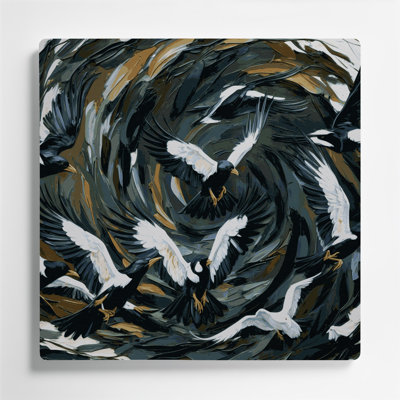 Oiseaux, art mural noir commun en métal