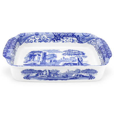 Spode Blue Italian Rect Handled Dish 15X12"