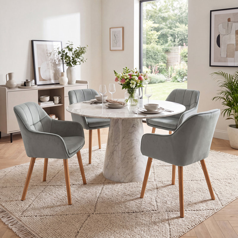 51cm H Upholstered Upholstered Back Armchair, Light Grey, Light Grey