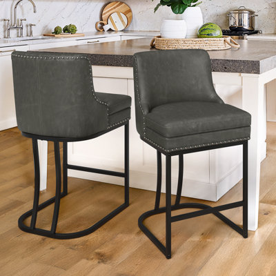 Donicia Upholstered 26'' Counter Stools with Metal Frame