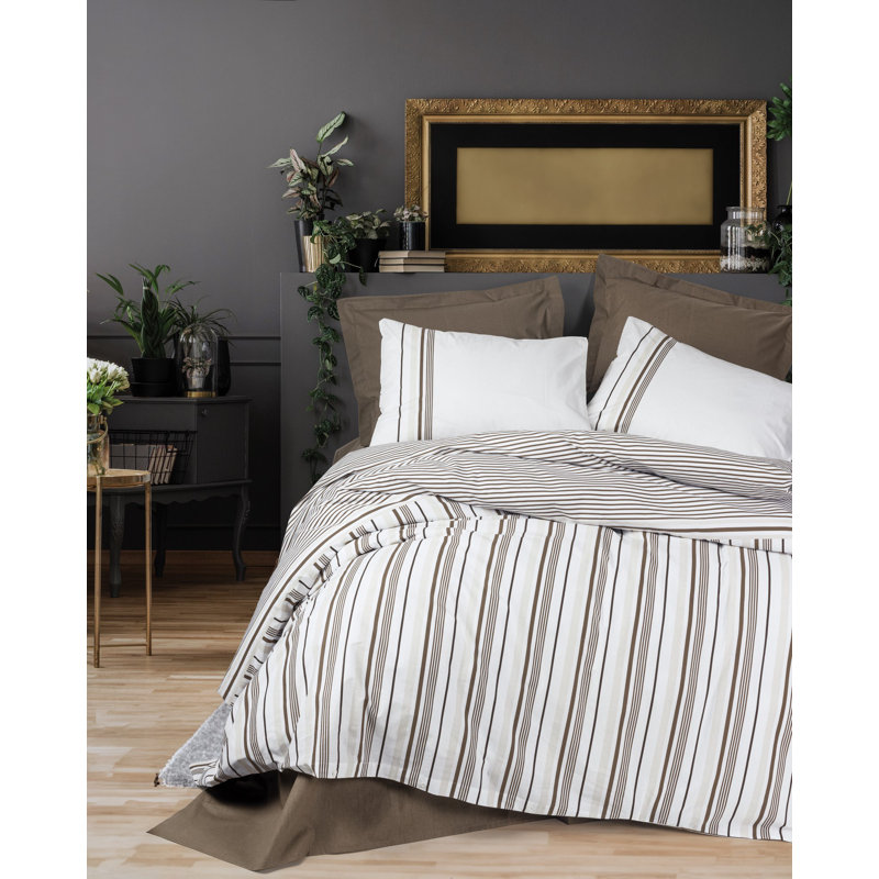 Luxury 100% Cotton Ranforce Super King Quilt Cover Set, Brown | Includes 102.4 x 86.6 inches Duvet Cover & 19.7 x 31.5 inches Pillowcases (2 Pieces) | Reactive Printing, Machine Washable, Button Closure for Elegant Style