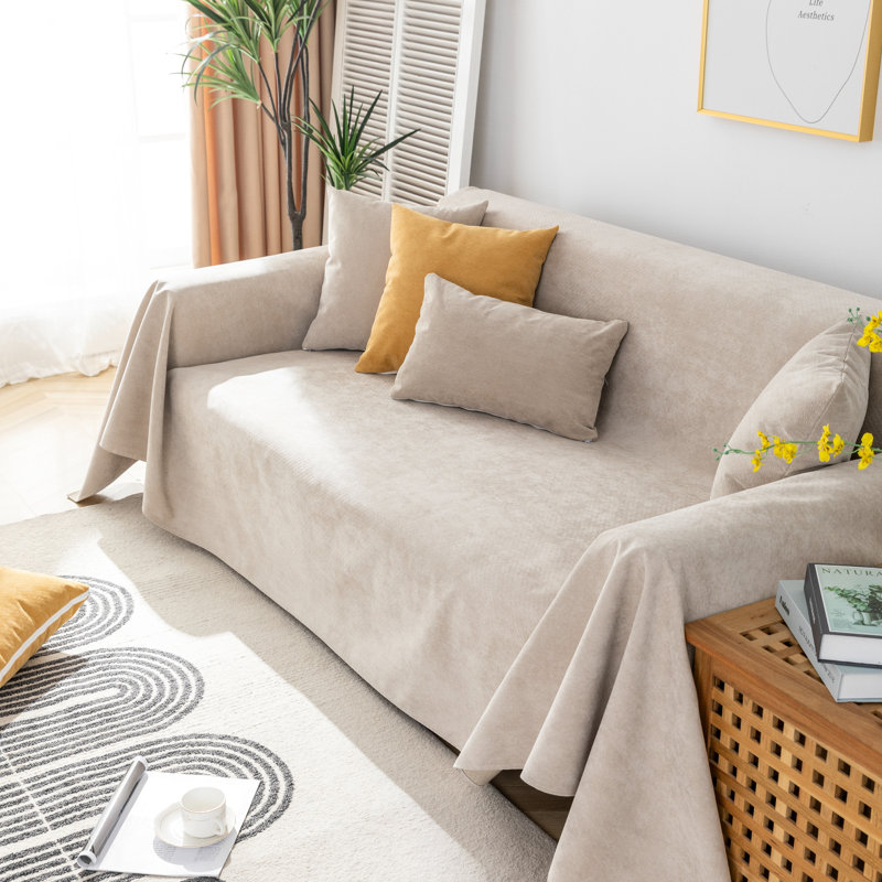 Pet-Friendly Waterproof Polyester Couch Cover, 71" H x 134" W x 0.2" D, Khaki Polyester