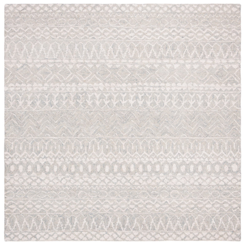 Tapis rayé en laine et coton touffeté à la main Heritage, Carré 5 pi
