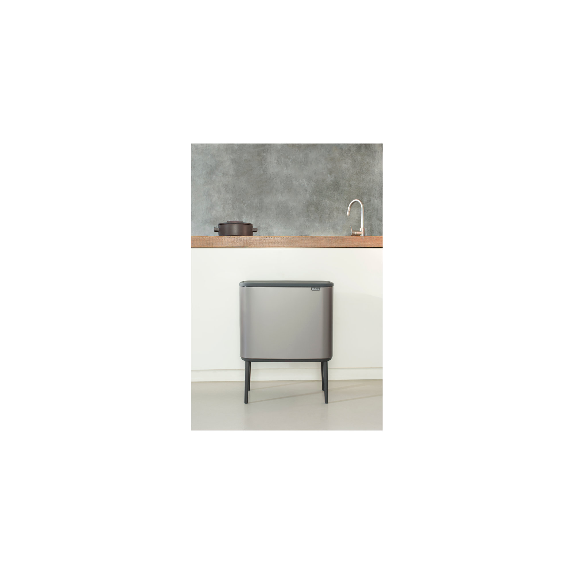 Brabantia Bo Touch Top Trash Can 9.5 Gallon, Platinum