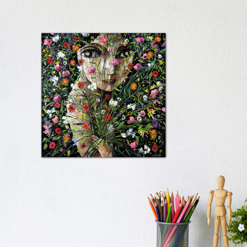 Between The Flowers by Didier Lourenco - Wrapped Canvas Painting, 30.48 cm H x 30.48 cm W