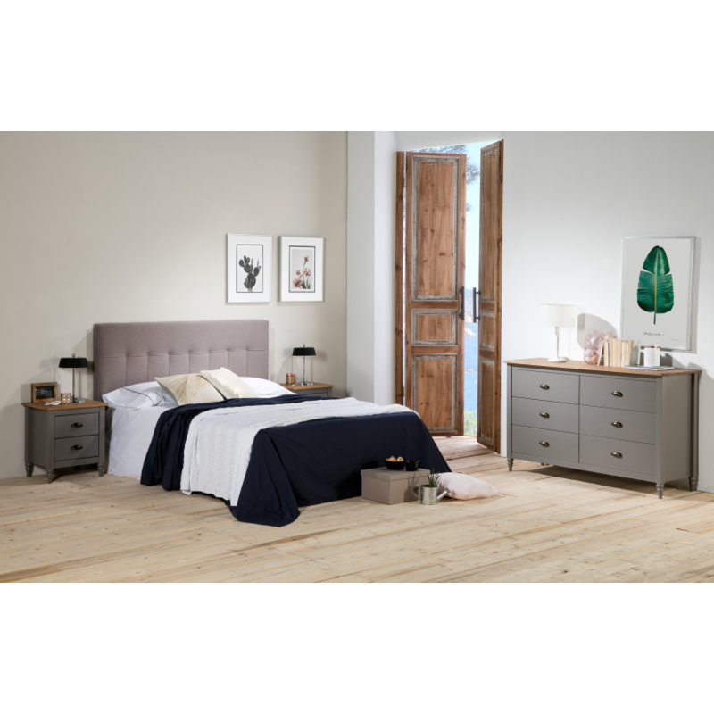 Larkste 35cm W Solid Wood Bedside Table, Grey/Oak