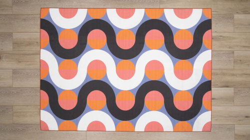 Archie-Lee Kivett Aqua/Orange/Pink Indoor/Outdoor Washable Area Rug Dakota Fields Rug Size: Rectangle 5' x 7