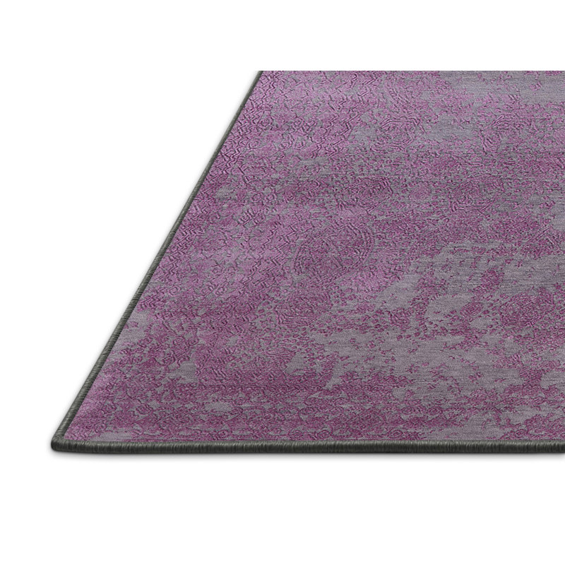Tapis mauve à motif floral, Rectangle 3 pi x 5 pi