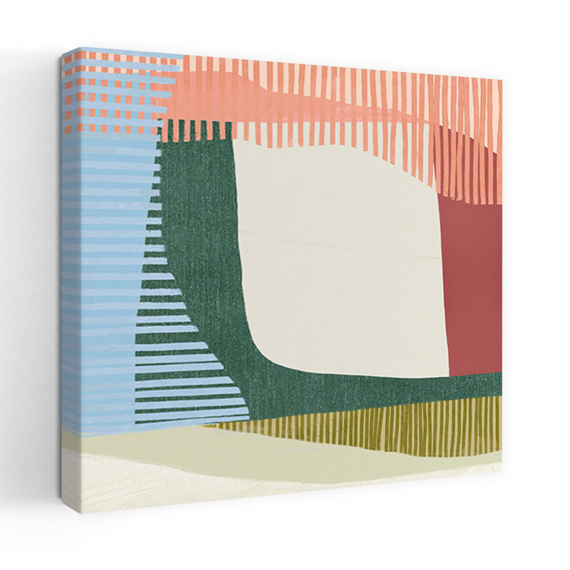 Vagues de rayures colorées II, art mural contemporain abstrait, H 36 po x l 36 po