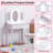 Kids Vanity Set with Stool, 3-Panel Mirror & Pretend Makeup Table for Girls, Toddler Dress-Up Play Set-1075047894