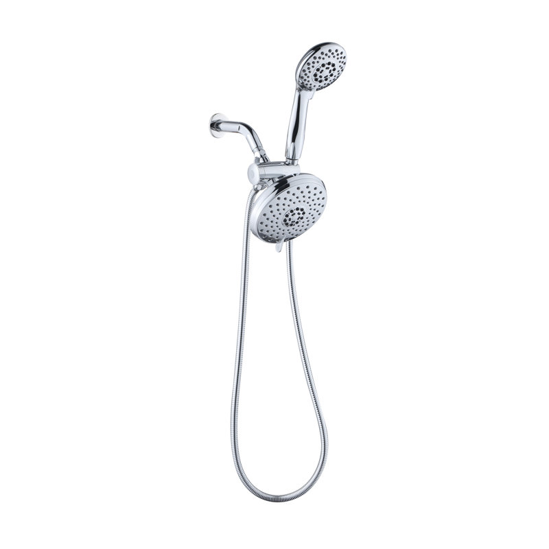 5-Spray Dual Shower Head & Handheld Combo, Adjustable Water-Saving 1.8 GPM, Leak-Resistant ABS, Wall-Mounted Shower System, Chrome Color