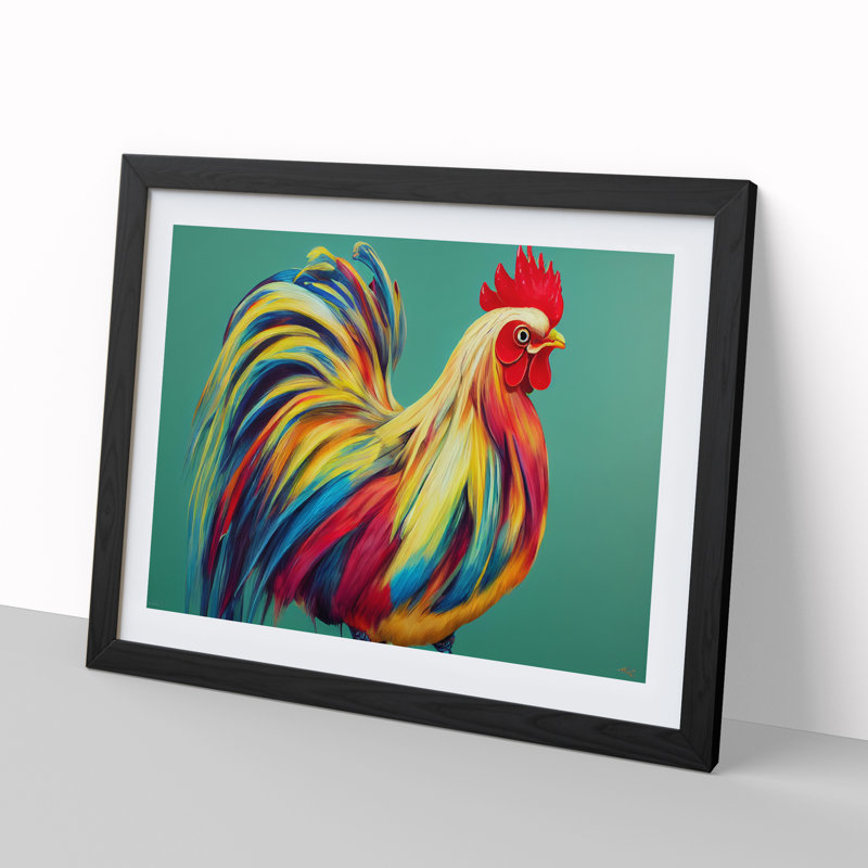 Colourful Rooster Vol.1 - Single Picture Frame Print, Black Framed, 25cm H x 34cm W x 2cm D