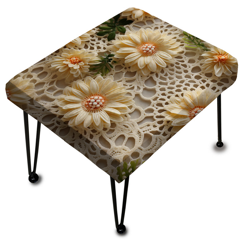 Motif rétro victorien de médaillons de dentelle rétro - repose-pieds floral rectangulaire