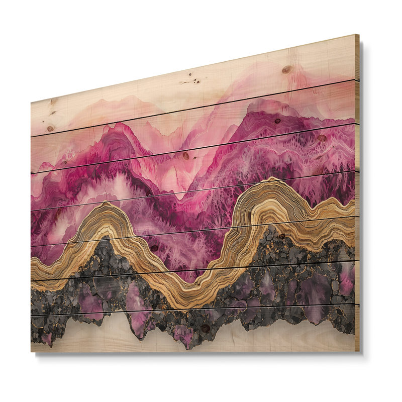 Forêt forêt de cristal améthyste II - décoration murale en bois forêt - sur bois de pin naturel, H 10 po x l 20 po