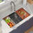 33"L*19"W*9.65"H Quartz Kitchen Sink Undermount Double Bowl Sink Workstation Low-divider Sink with Accessories-110812869