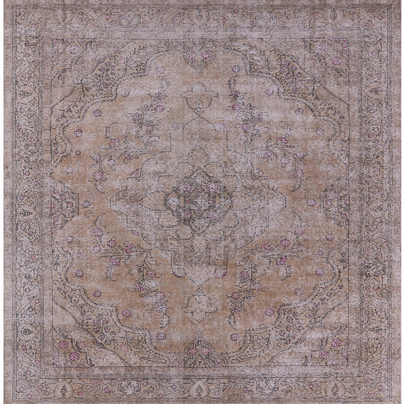 Tapis brun à motif oriental, Carré 7 pi